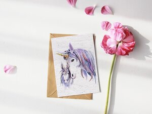 Carte à planter duo de licornes