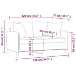 vidaXL Canapé 2 places avec oreillers jaune clair 120 cm tissu