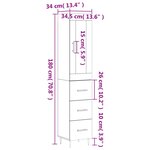 vidaXL Buffet haut Sonoma gris 34 5x34x180 cm Bois d'ingénierie