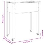 vidaXL Jardinière sur roues avec doublure brun 71x37x80 cm bois sapin
