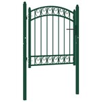 vidaXL Portail de clôture avec dessus arqué Acier 100x100 cm Vert