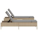 vidaXL Ensemble de chaises longues avec coussins 3Pièces beige poly rotin