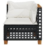 vidaXL Canapé d'angle de jardin avec coussins noir résine tressée