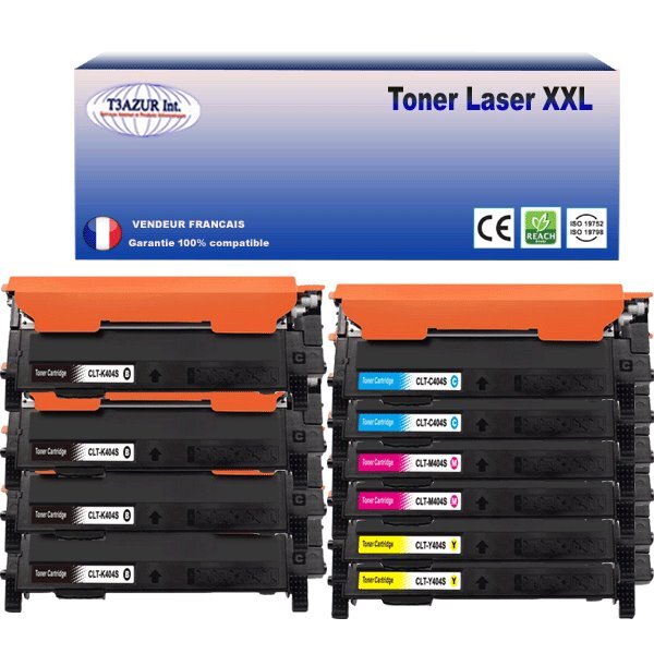 10 Toners  compatibles avec Samsung CLT-404S pour Samsung XPress C480 (Noire + Couleur) - T3AZUR
