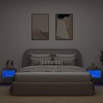 vidaXL Tables de chevet murales avec lumières LED 2 Pièces gris béton