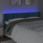 vidaXL Tête de lit à LED Bleu foncé 163x16x78/88 cm Velours