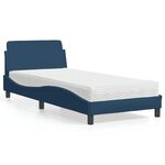 vidaXL Lit avec matelas bleu 90x200 cm tissu