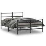 vidaXL Cadre de lit métal avec tête de lit/pied de lit noir 135x190 cm