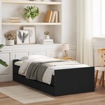 vidaXL Cadre de lit avec tiroirs sans matelas noir 90x200 cm
