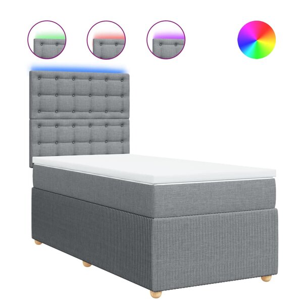 vidaXL Sommier à lattes de lit avec matelas gris clair 80x200 cm tissu
