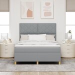 vidaXL Lit avec sommier à ressorts et matelas gris clair 140x190 cm en tissu