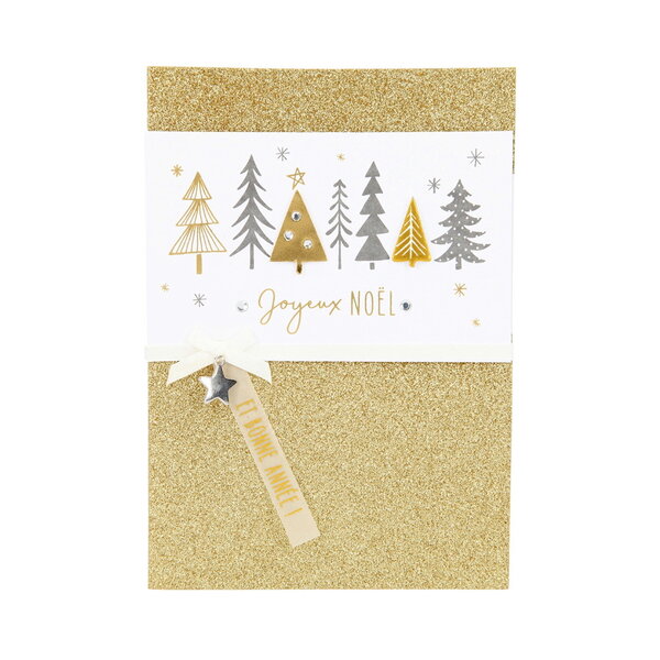 Carte de voeux - fêtes de fin d'année - joyeux noël et bonne année doré
