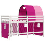 vidaXL Lit mezzanine enfants avec tunnel sans matelas rose 90x190 cm