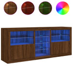 vidaXL Buffet avec lumières LED chêne marron 162x37x67 cm