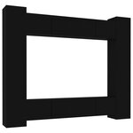 vidaXL Ensemble de meubles TV 8 Pièces Noir Bois d'ingénierie