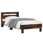 vidaXL Cadre de lit tête de lit chêne fumé 90x190 cm bois ingénierie