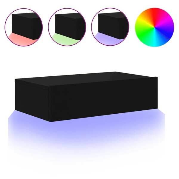 vidaXL Meuble TV avec éclairage LED noir 60x35x15 5 cm