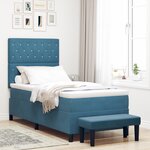vidaXL Lit à Ressorts avec Matelas & Banc Bleu Foncé 100x200 cm Velours