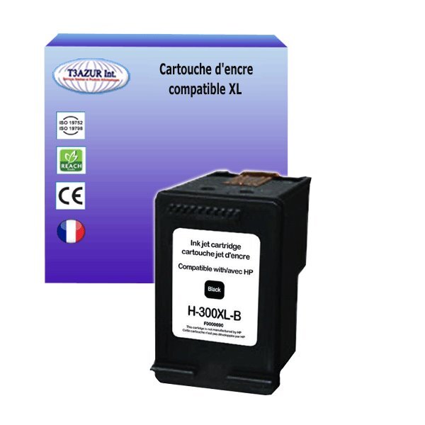 T3azur - cartouche d'encre compatible remplace hp 300 300xl noire pour hp deskjet f4492  f4500  f4580  f4583