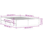 vidaXL Cadre de lit avec tiroirs sans matelas gris béton 135x190 cm