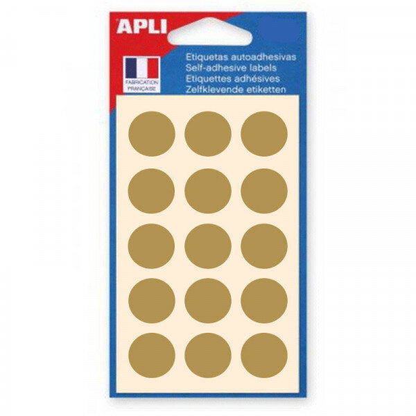 Gommettes auto-adhésives 19mm 60 étiquettes or apli