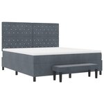 vidaXL Lit Box Spring avec Matelas & Banc Gris Foncé 180x200 cm Velours