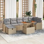 Ensemble de Canapé de Jardin vidaXL 8 Pièces avec Coussins en Rotin Poly Beige