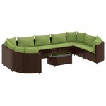 vidaXL Salon de jardin 10 Pièces avec coussins marron résine tressée