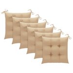 vidaXL Chaises de jardin avec coussins beige lot de 6 Bois teck massif