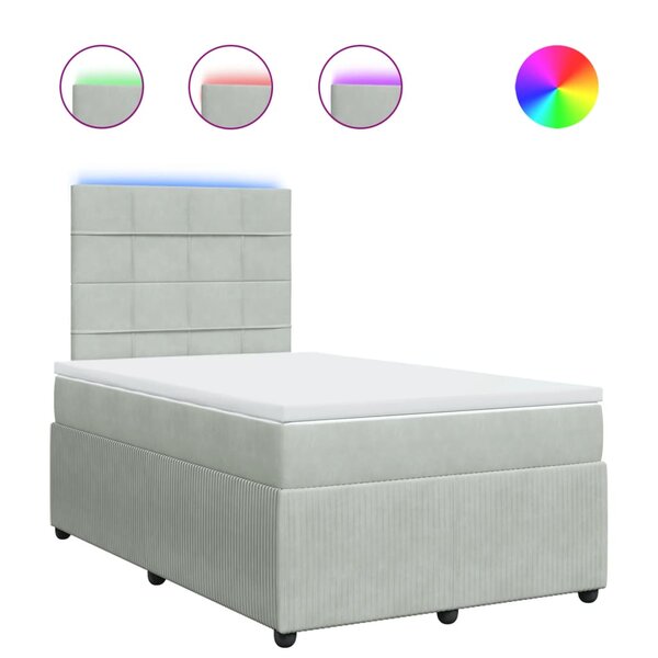 vidaXL Sommier à lattes de lit et matelas Gris clair 120x200cm Velours