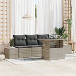 vidaXL Ensemble de canapé de jardin 5 pièces avec coussins gris clair en poly rattan