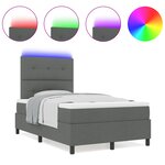 vidaXL Lit à Sommier avec Matelas et LED Gris Foncé 120x190 cm en Tissu