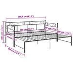vidaXL Cadre de canapé-lit extensible sans matelas Noir Métal 90x200cm