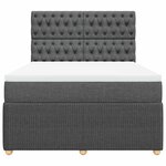 vidaXL Sommier à lattes de lit avec matelas Gris foncé 140x200cm Tissu