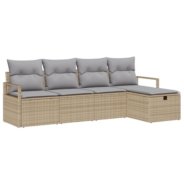 vidaXL Ensemble de canapé de jardin 5 pièces avec coussins beiges en rattan polyethylene