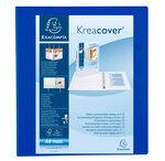 Classeur personnalisable Kreacover A4 Maxi 4 Ax Diam 40mm Dos 60 mm Bleu EXACOMPTA