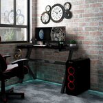 vidaXL Bureau de jeu à LED en forme de Y noir 90x60x75 cm