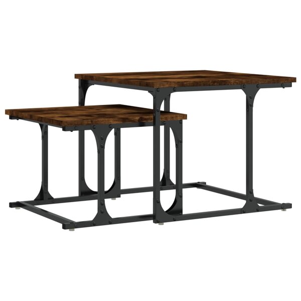 vidaXL Table basse gigogne 2 Pièces chêne fumé bois d'ingénierie