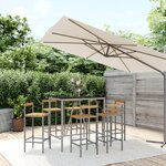 vidaXL Ensemble de bar jardin 7 Pièces gris poly rotin/bois massif acacia