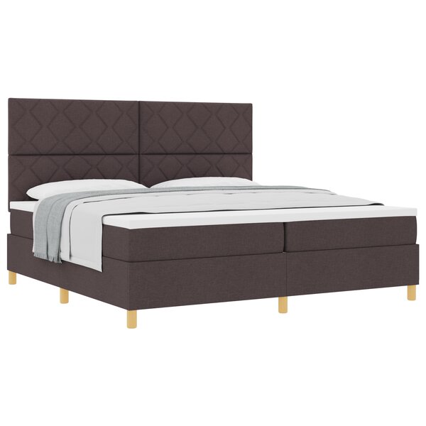 vidaXL Lit avec sommier et matelas Marron foncé 200x200 cm Tissu