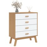 vidaXL Armoire à tiroirs OLDEN blanc et marron bois de pin solide