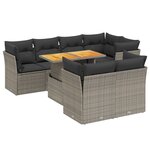 vidaXL Salon de jardin 8 Pièces avec coussins gris résine tressée