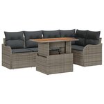 Ensemble de 6 Canapés de Jardin avec Coussins Gris Poly Rattan