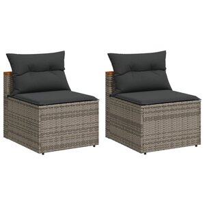 vidaXL Canapés de jardin sans accoudoirs avec coussins 2 Pièces gris