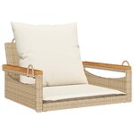 vidaXL Balancelle avec coussins beige 63x62x40 cm résine tressée