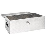 vidaXL Boîte de rangement Argenté 90x47x33 5 cm Aluminium