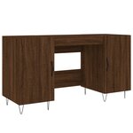 Bureau table poste de travail meuble d'ordinateur informatique étude chêne 140 x 50 x 75 cm bois d'ingénierie brun 02_0023611