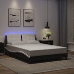 vidaXL Cadre de lit avec LED sans matelas noir et blanc 140x200 cm