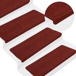 vidaXL Tapis d'escalier autocollants 15 Pièces 65x24 5x3 5 cm Rouge