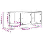 vidaXL Meuble TV avec portes en verre gris béton 102x37x42 cm